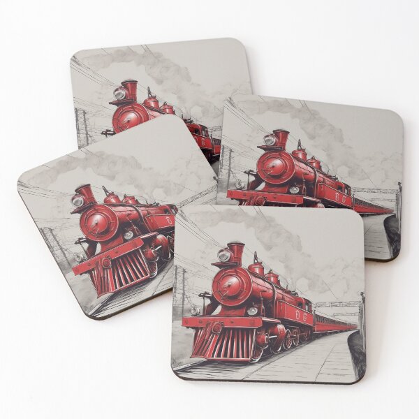 Item preview, Red vintage locomotive train designed and sold by By Nayla.