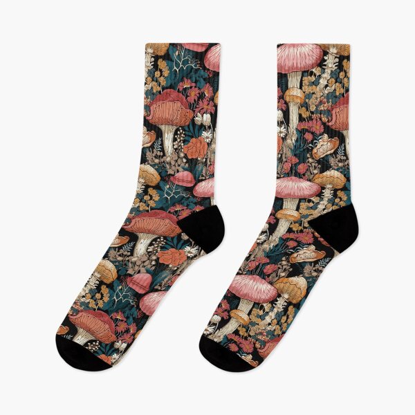 Item preview, Pink Floral and Magic Mushrooms Art designed and sold by meggydesigns.