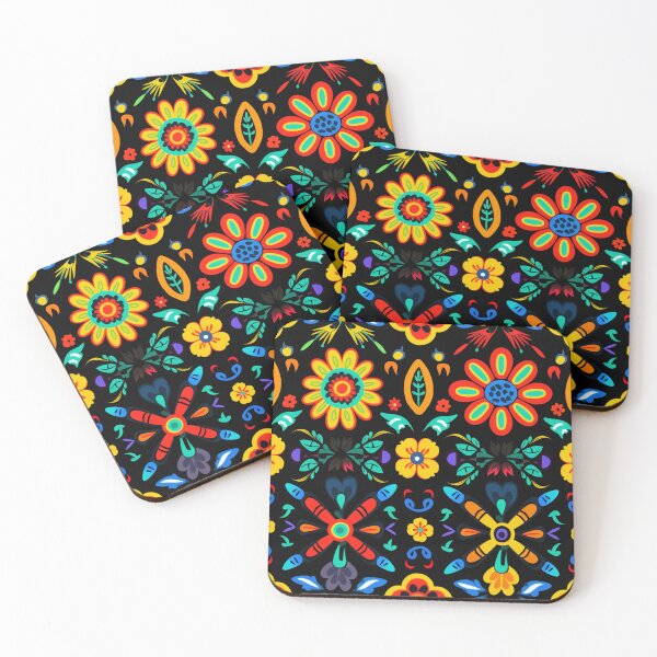 Item preview, Colorful fantasy pattern blue green red orange turquoise yellow black ornaments designed and sold by G-M-Designs.