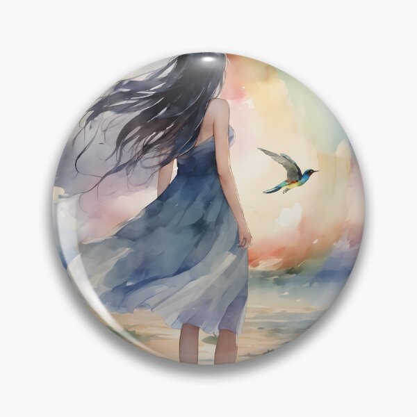 Item preview, Girl Gazing at the Rainbow Sky designed and sold by IMUZEN.