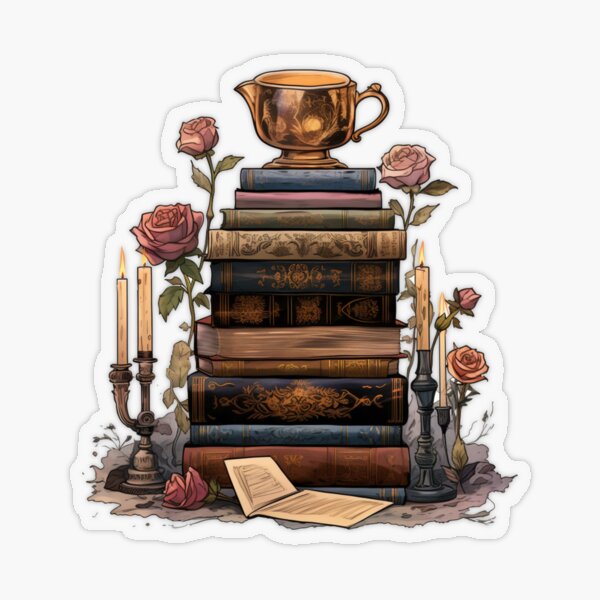 Aesthetic book stack Sticker for Sale by Mateusz Majcherek
