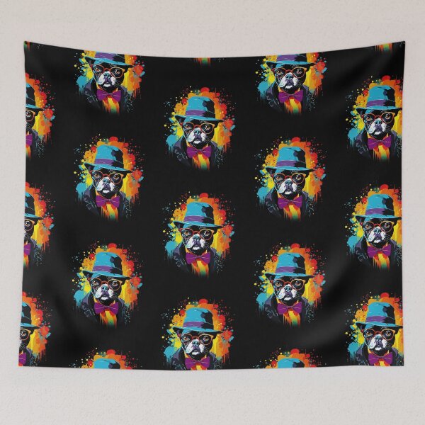 Item preview, Hipster French Bulldog - Vibrant Bow Tie and Hat Fun designed and sold by madtoyman.