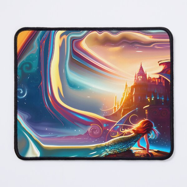 Item preview, Mermaid on Rock with Abstract Mermaid Tail and Abstract Sky and Ocean 1 of 4 designed and sold by Beachy.