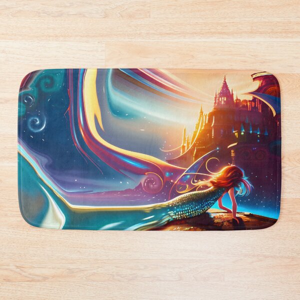 Item preview, Mermaid on Rock with Abstract Mermaid Tail and Abstract Sky and Ocean 1 of 4 designed and sold by Beachy.