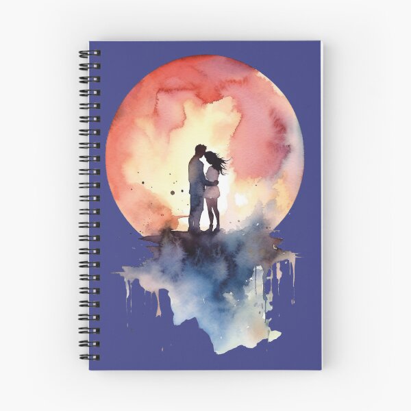 Artikelvorschau, Ein verliebtes Paar im Mondlicht, Aquarellkunst – 02 entworfen und verkauft von MadamPaperHazel.