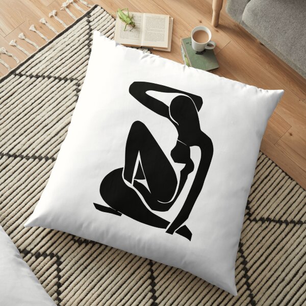 nu bleu (en noir) Coussin de sol
