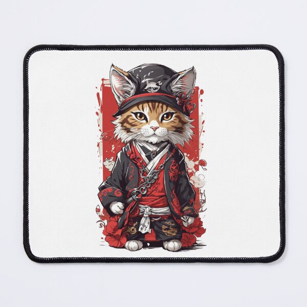 Item preview, Cute Japanese Red Pirate Cat Captain designed and sold by catsandcatstore.