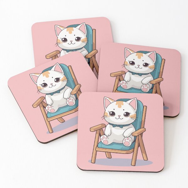 Artikelvorschau, Niedliche Cartoon-Katze im Klappstuhl kawaii entworfen und verkauft von Niktarka.