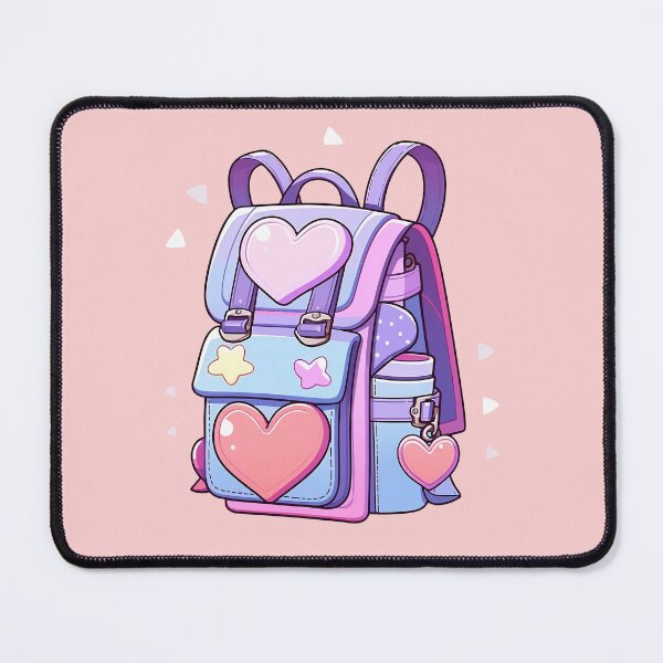 Item preview, Cute Kawaii Pink and Purple Backpack with Hearts designed and sold by CozyKawaiiArt.
