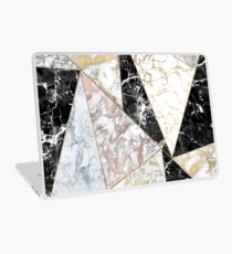 Modern abstract faux rose gold black white marble Laptop Skin
