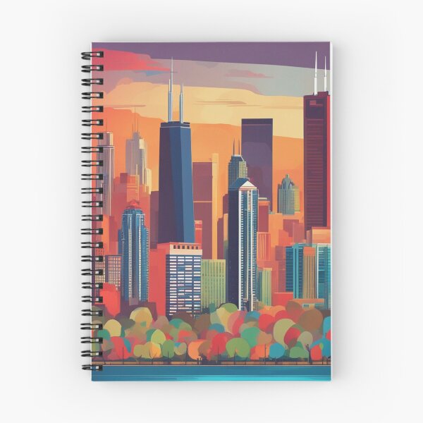 Item preview, Urban Dreamscape: Vibrant Vistas Chicago-Inspired Flat Skyline Artwork designed and sold by S32Landscapes.