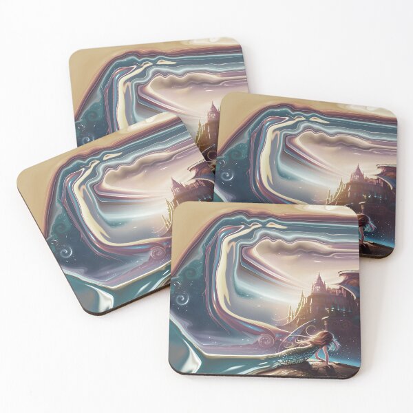 Item preview, Mermaid on Rock with Abstract Mermaid Tail and Abstract Sky and Ocean 2 of 4 designed and sold by Beachy.