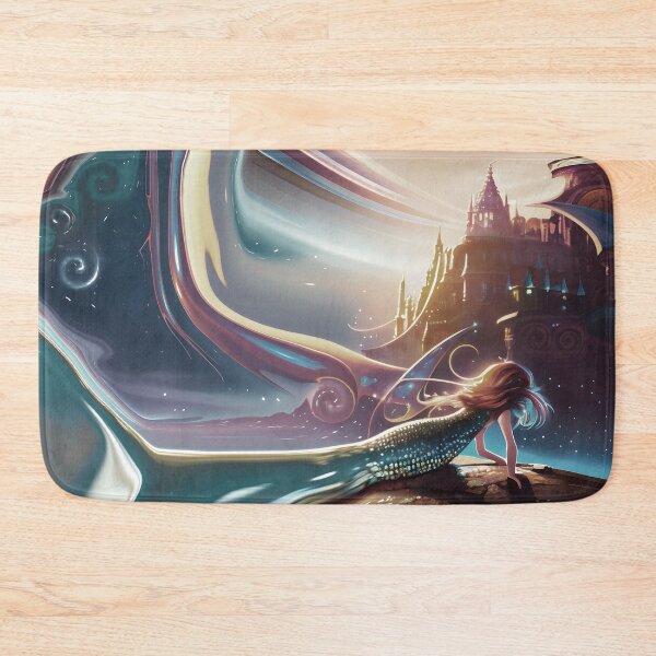 Item preview, Mermaid on Rock with Abstract Mermaid Tail and Abstract Sky and Ocean 2 of 4 designed and sold by Beachy.