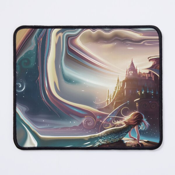 Item preview, Mermaid on Rock with Abstract Mermaid Tail and Abstract Sky and Ocean 2 of 4 designed and sold by Beachy.