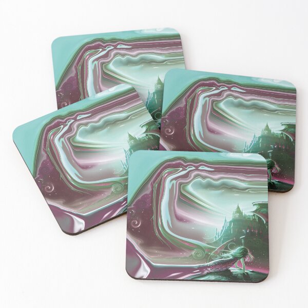 Item preview, Mermaid on Rock with Abstract Mermaid Tail and Abstract Sky and Ocean 4 of 4 designed and sold by Beachy.