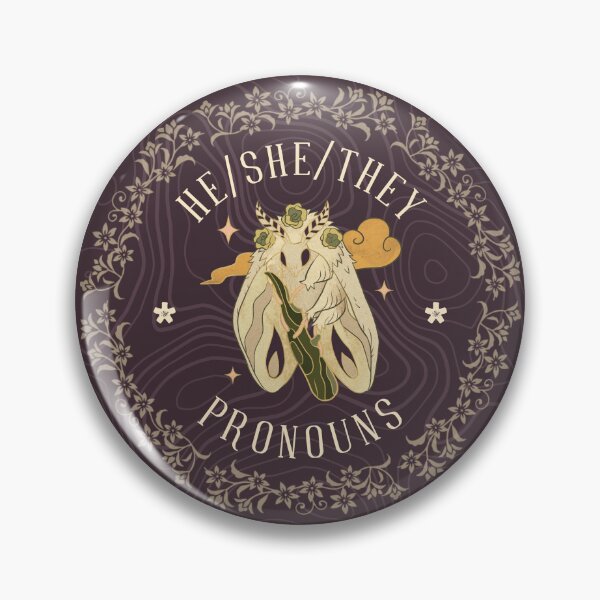 Item preview, I Go By He/She/They Pronouns | LGBTQ Pride Cute Moth Cottagecore | He She They Pronoun designed and sold by Furia LGBTQ+ Accessories.