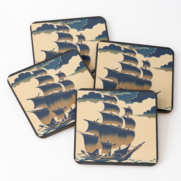 Item preview, Air Ships Sailing Above Clouds - Japanese Woodcut (3) designed and sold by CrankyOldDude.