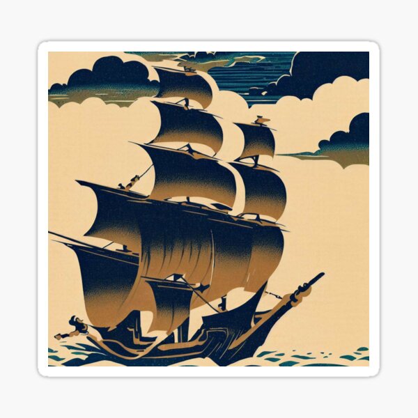 Item preview, Air Ships Sailing Above Clouds - Japanese Woodcut (3) designed and sold by CrankyOldDude.