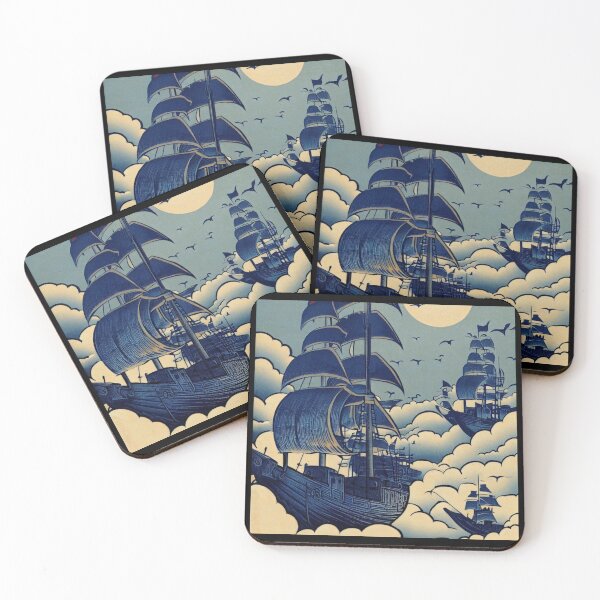 Item preview, Air Ships Sailing Above Clouds - Japanese Woodcut 1 designed and sold by CrankyOldDude.