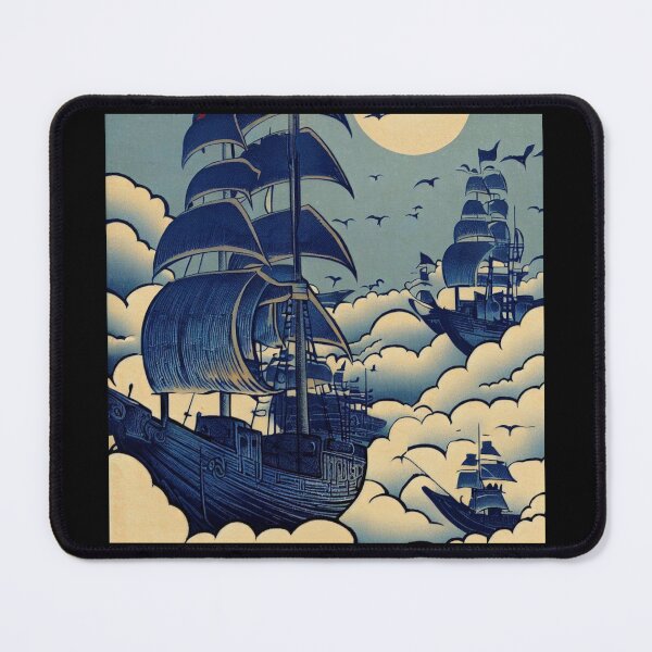 Item preview, Air Ships Sailing Above Clouds - Japanese Woodcut 1 designed and sold by CrankyOldDude.