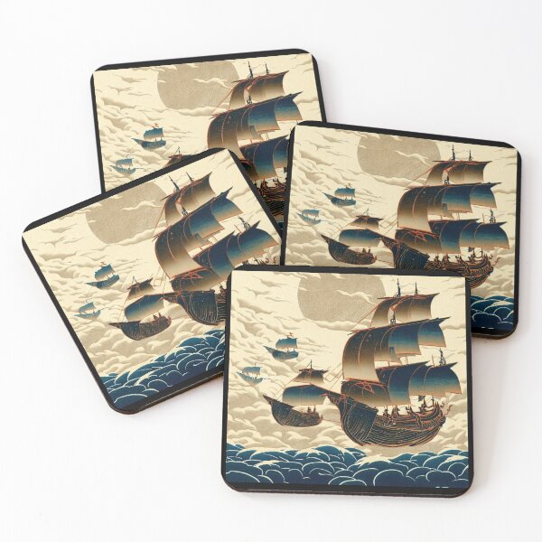 Item preview, Air Ships Sailing Above Clouds - Japanese Woodcut 2 designed and sold by CrankyOldDude.