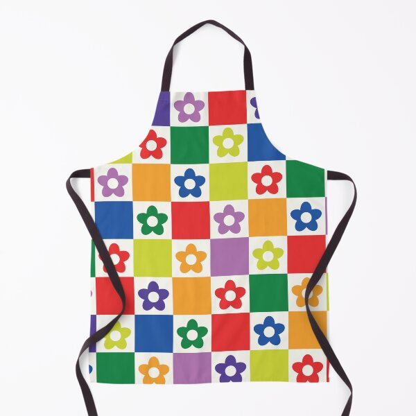 Item preview, Checkered Retro Flowers Pattern in Rainbow Colors designed and sold by Yasminepatterns .