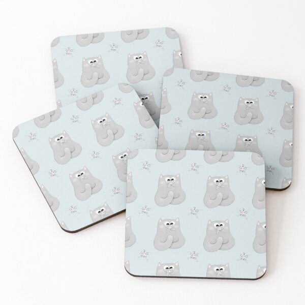 Item preview, Grey Cat And Blue Butterflies On Blue Background Pattern designed and sold by Julia Sol.