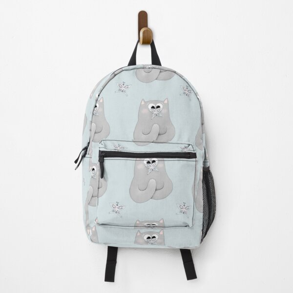 Item preview, Grey Cat And Blue Butterflies On Blue Background Pattern designed and sold by Julia Sol.