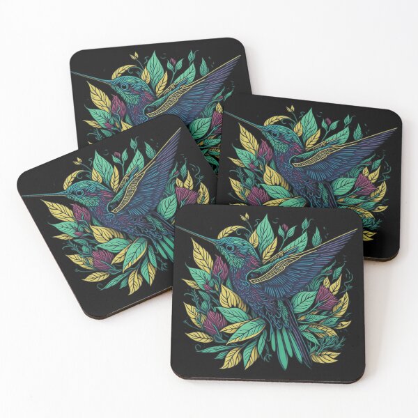 Item preview, Colorful hummingbird among leaves designed and sold by Vectorio.