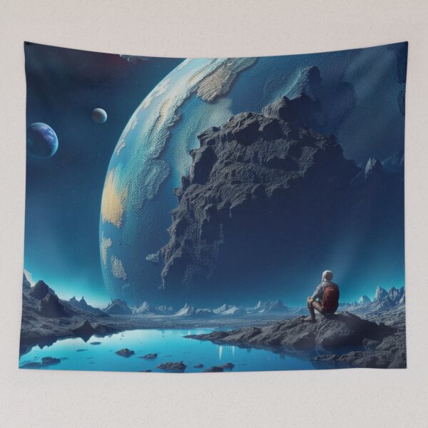 Item preview, Lunar Contemplation: Earth's Beauty from Afar designed and sold by Itsapizzart.