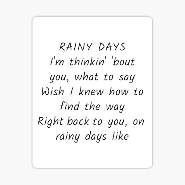 V 'Rainy Days' Lyrics 