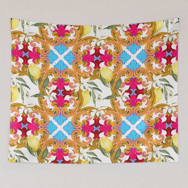 Item preview, Sicilian tiles,mediterranean,blue tiles ,lemons  designed and sold by MariaMarinova.