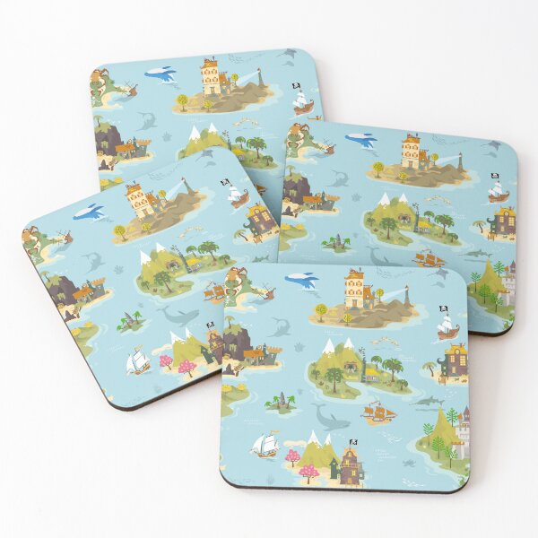 Item preview, Pirate islands in hand drawn cartoon style designed and sold by QatlasMap Shop.
