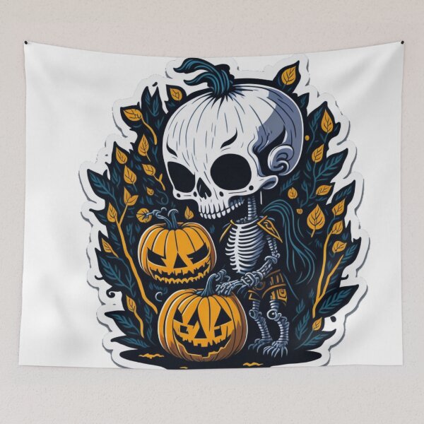 Item preview, Spooky Cute Ghost Skeleton Pumpkin Holloween Popart Design  designed and sold by ShopSunday.