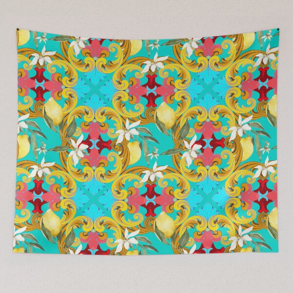 Item preview, Sicilian tiles,mediterranean,blue tiles ,lemons  designed and sold by MariaMarinova.