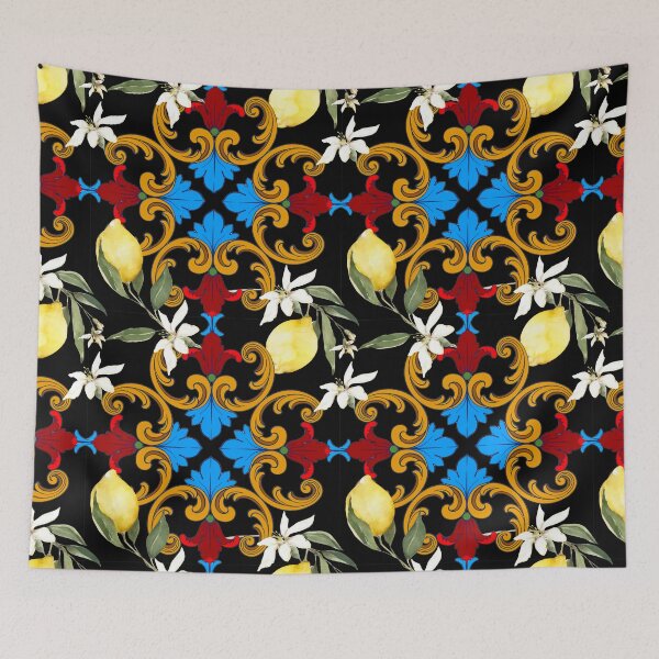 Item preview, Sicilian tiles,mediterranean,blue tiles ,lemons  designed and sold by MariaMarinova.