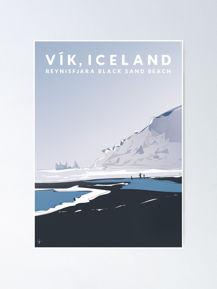 Vik Reynisfjara Black Sand Beach, Iceland Travel Poster | Poster
