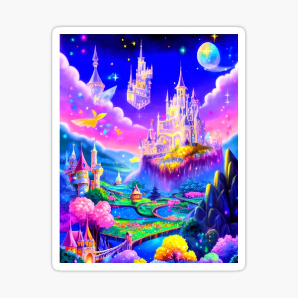 #36 fairy forest fantasy magic mushroom star castle Sticker