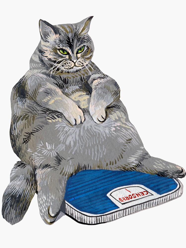 Fat cat on scales Stock Photo - Alamy