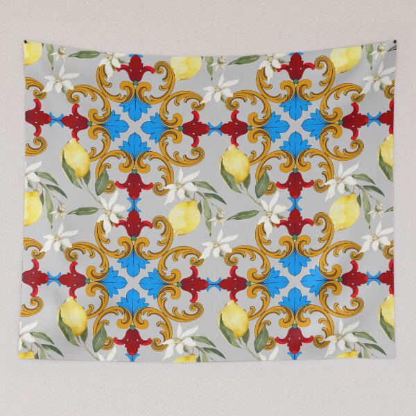 Item preview, Sicilian tiles,mediterranean,blue tiles ,lemons  designed and sold by MariaMarinova.