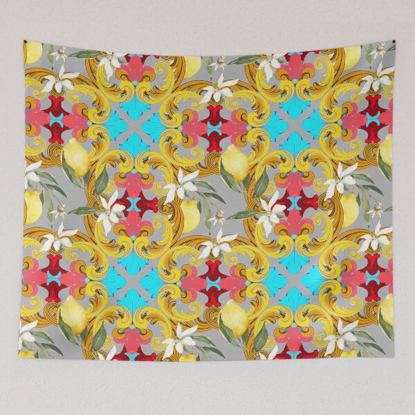 Item preview, Sicilian tiles,mediterranean,blue tiles ,lemons  designed and sold by MariaMarinova.