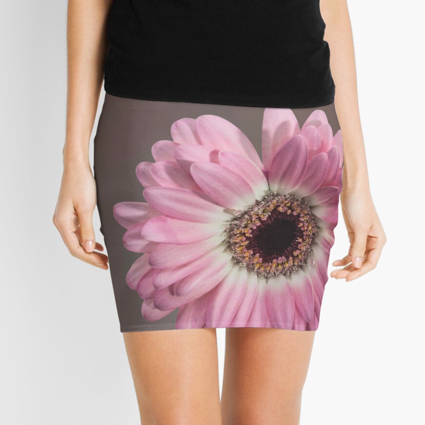 Single pink Gerbera Flower Mini Skirt
