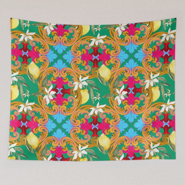 Item preview, Sicilian tiles,mediterranean,blue tiles ,lemons  designed and sold by MariaMarinova.