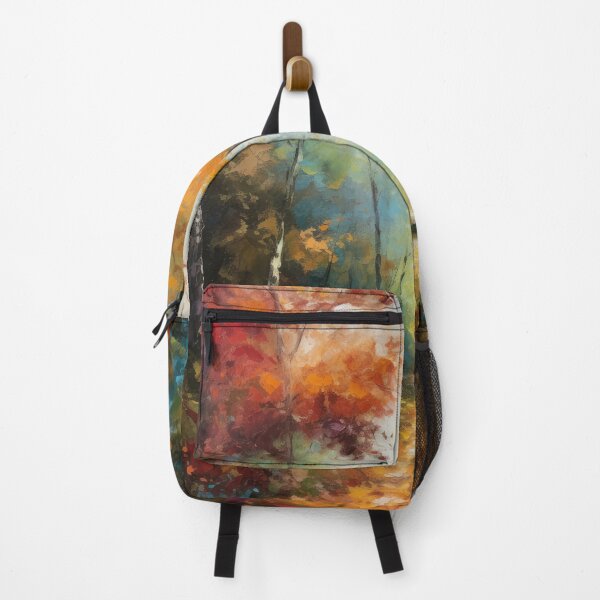 Item preview, Autumn Oil Painting: Countryside Scene with Falling Leaves and Vibrant Colors, Suitable for Wall Art or Apparel designed and sold by AIPICCRAFT.