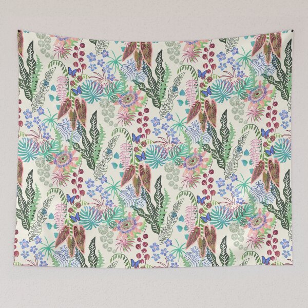 Item preview, Passion Flower Jungle Rainforest Flora Cream Background designed and sold by IonaShepherd.