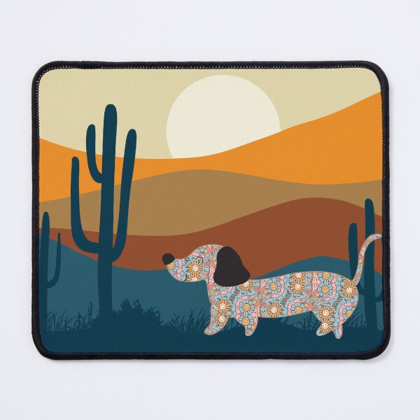 Item preview, Boho Print Dachshund Wiener Sausage Dog in The Desert Night: Mouse Pad designed and sold by Vachala.