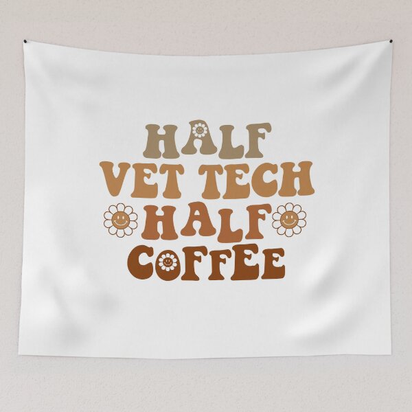 Item preview, Half Vet Tech Half Coffee | Funny Vet Tech Gift | Retro Groovy Vet Tech | Caffeine Lover designed and sold by Christina-grich.
