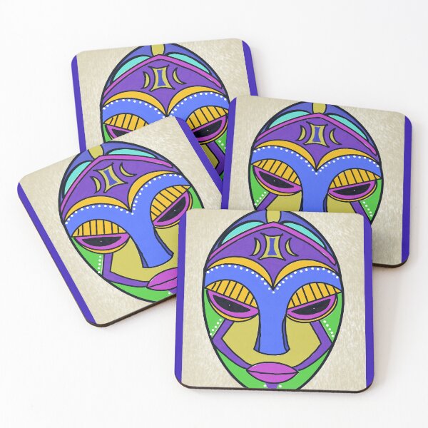 Item preview, African / Caribbean art - Tribal Mask on grey background designed and sold by Dorothea Neumann.