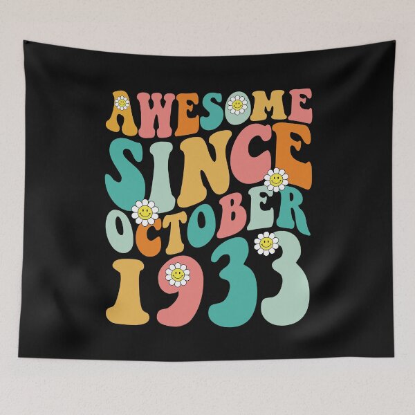 Item preview, Awesome Since October 1933 | Made In 1933 | Retro Groovy Birthday designed and sold by Christina-grich.