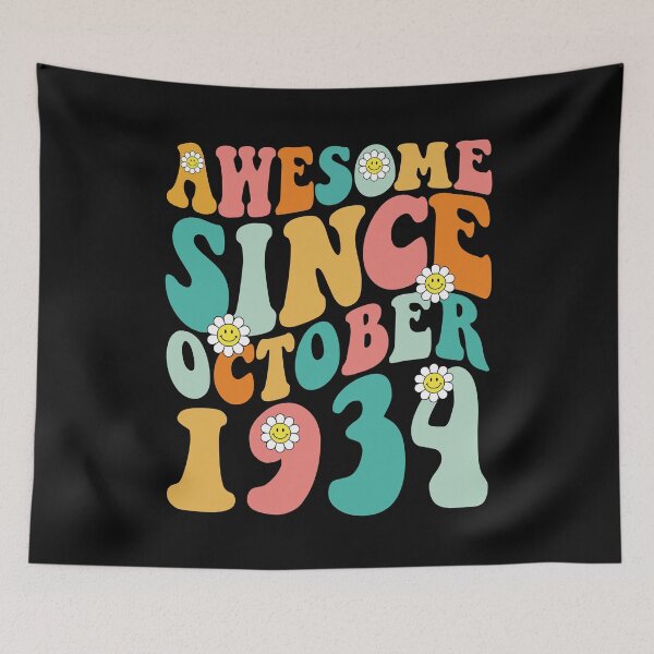 Item preview, Awesome Since October 1934 | Made In 1934 | Retro Groovy Birthday designed and sold by Christina-grich.